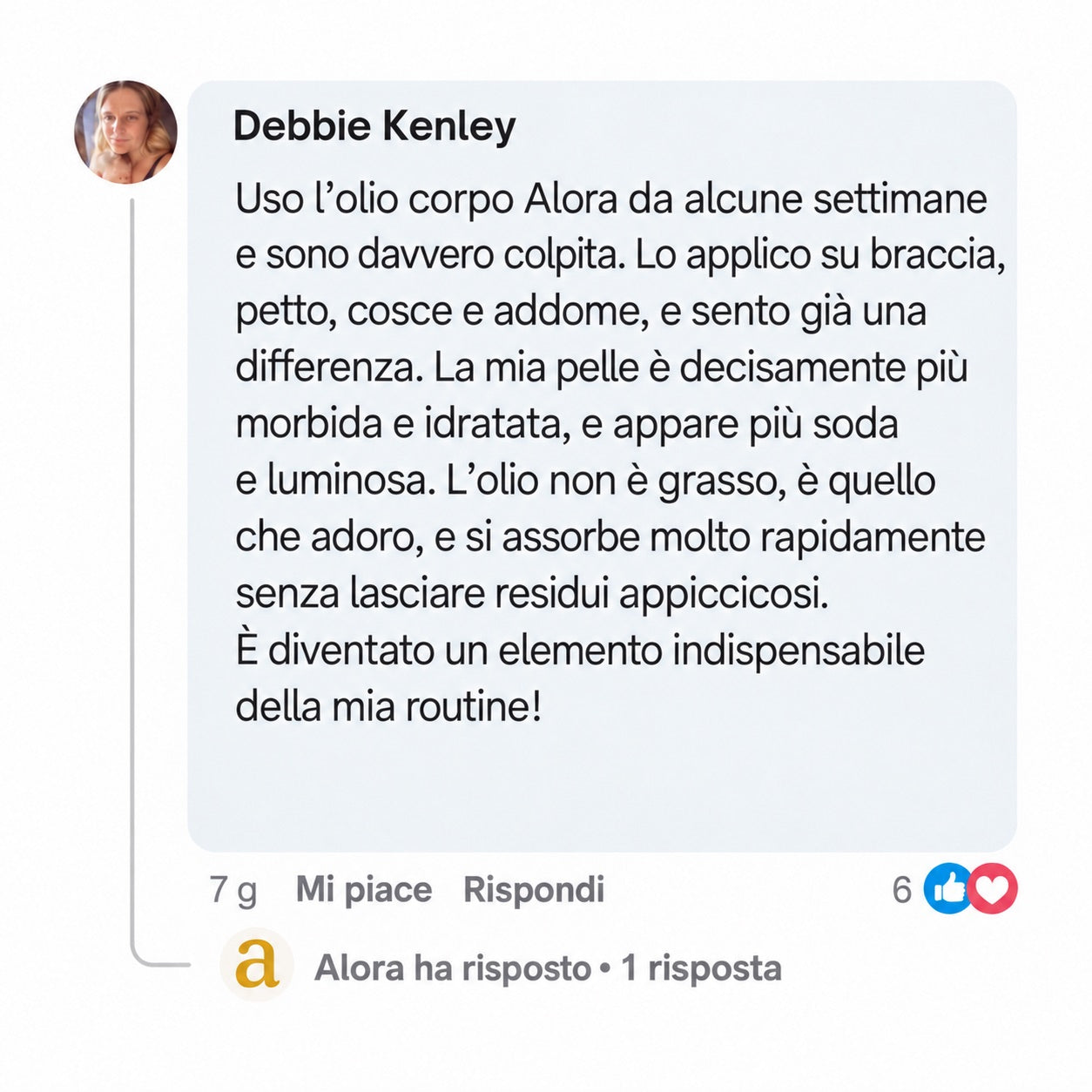 Alora — Risultato della cliente 1